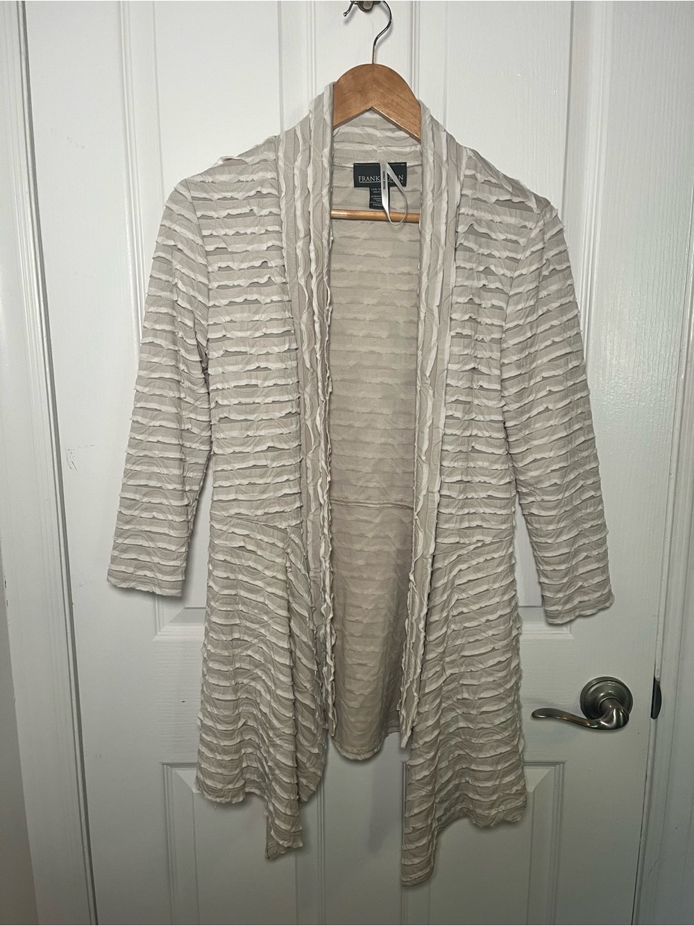 🍁 Frank Lyman Cream Textured Open-Front Women's Cardigan